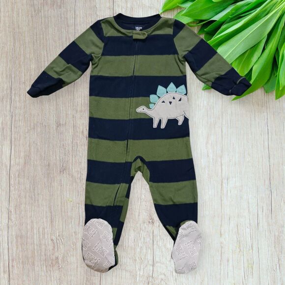 Carters Toddler Boys Clothes Dinosaur Fleece Zipper Footed Pajama Size 2T - Picture 1 of 3